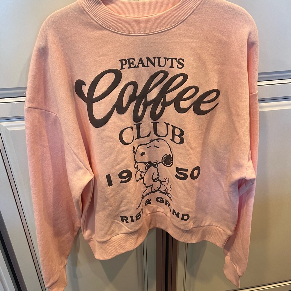 Peanuts Snoopy Coffee Club Pink Sweatshirt